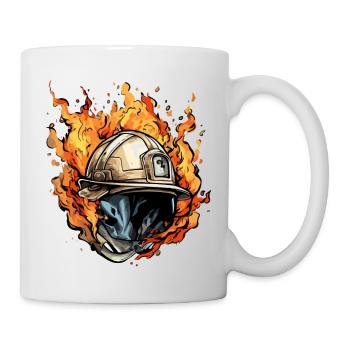 Firefighter helmet on fire n°1 - Mug - white - Right