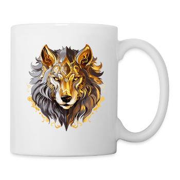Wolf Wolf Head Gold Mystical Nature Wilderness Art - Mug blanc - blanc - Droite