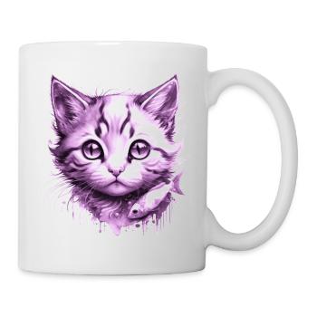 Purple Kitten with fish - Mug - white - Right
