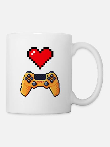 Retro-Gaming-Herzcontroller - Tasse - Weiß
