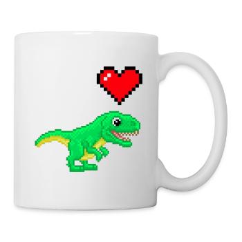 Dinosaure Pixel Love - Mug blanc - blanc - Droite