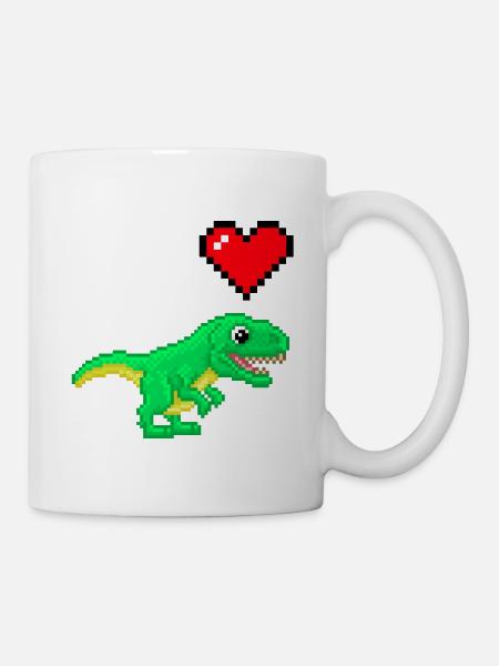 Pixel Love dinosaur - Mug - white