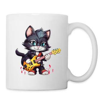 Cat Animal Electric Guitar Guitarist Band Music Rock - Mug - white - Right