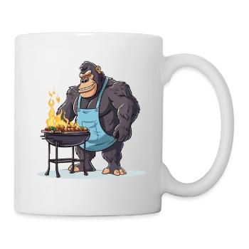 Grillen Grilla Griller Gorilla BBQ Lustig Humor - Tasse - Weiß - Rechts