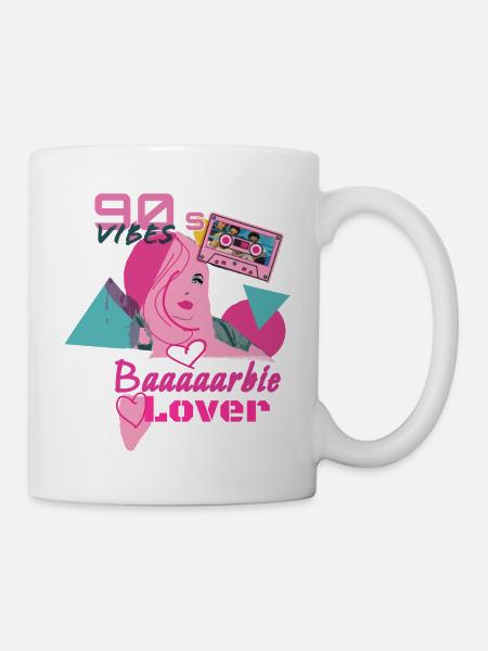 Retro, lata 90-te, 90-te, Kochanek, Baaarbie - Kubek - biały