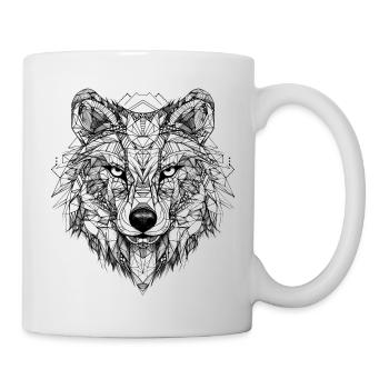 Wolf Geometrisch - Tasse - Weiß - Rechts