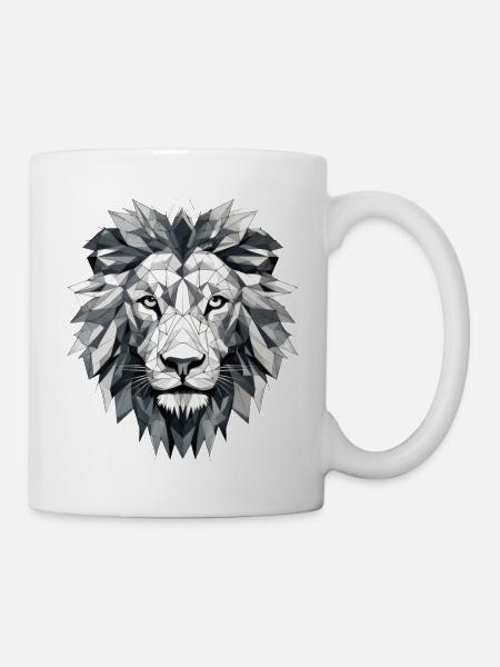 Löwe Geometrisch - Tasse - Weiß