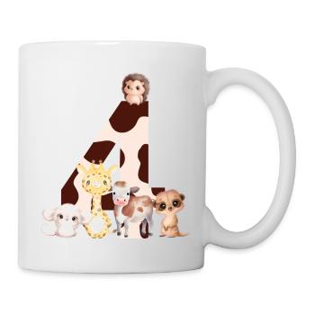 4e anniversaire - quatrième anniversaire animaux - Mug blanc - blanc - Droite