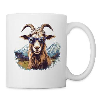 Une chèvre avec des lunettes de soleil dans les montagnes - Mug blanc - blanc - Droite