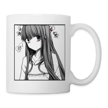 Delicate Flowers: Anime romantique Girl with Flower - Mug blanc - blanc - Droite