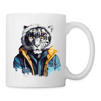 Streetstyle Schneeleopard | Leoparden-Liebhaber - Tasse - Weiß - Rechts