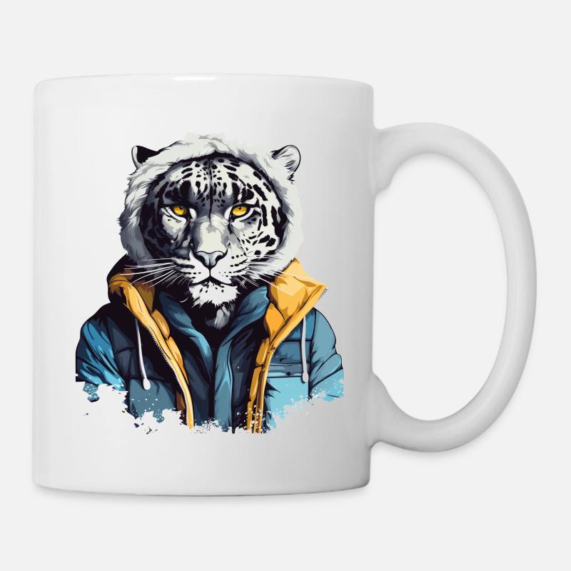 Streetstyle Schneeleopard | Leoparden-Liebhaber - Tasse - Weiß