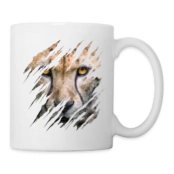 Cheetah, scratch marks, claws, wild, big cat, animal - Mug - white - Right