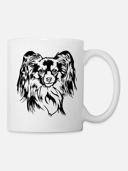 Papillon Portrait Hunde Hund Wilsigns - Tasse - Weiß