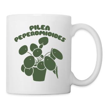 Pilea Peperomioides Pflanze Natur Shirt Garten - Tasse - Weiß - Rechts