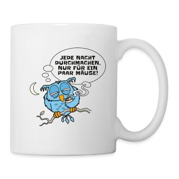 Müde Eule hat Nachtschicht - Tasse - Weiß - Rechts