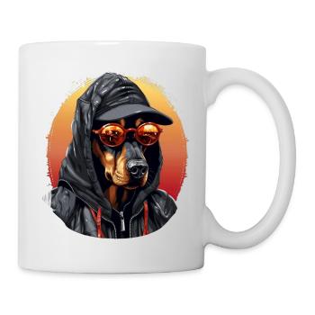 Eleganter Dobermann – Umrissgrafiken - Tasse - Weiß - Rechts