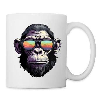 Schimpanse mit Sonnenbrille - Tasse - Weiß - Rechts