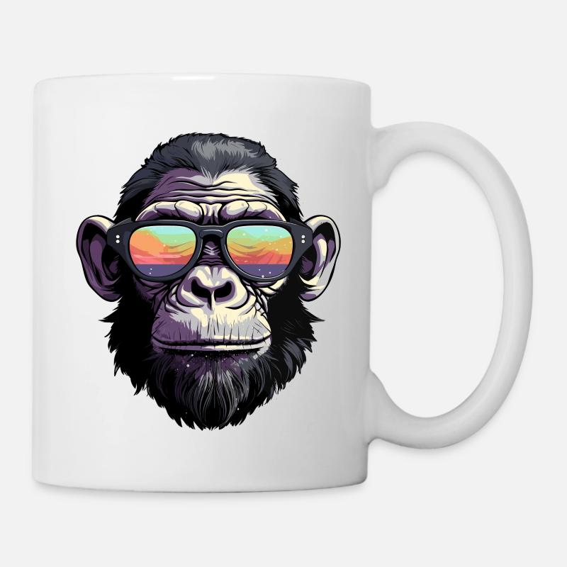 Chimpanzé avec lunettes de soleil - Mug blanc - blanc
