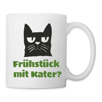 frühstück mit kater - Tasse - Weiß - Rechts
