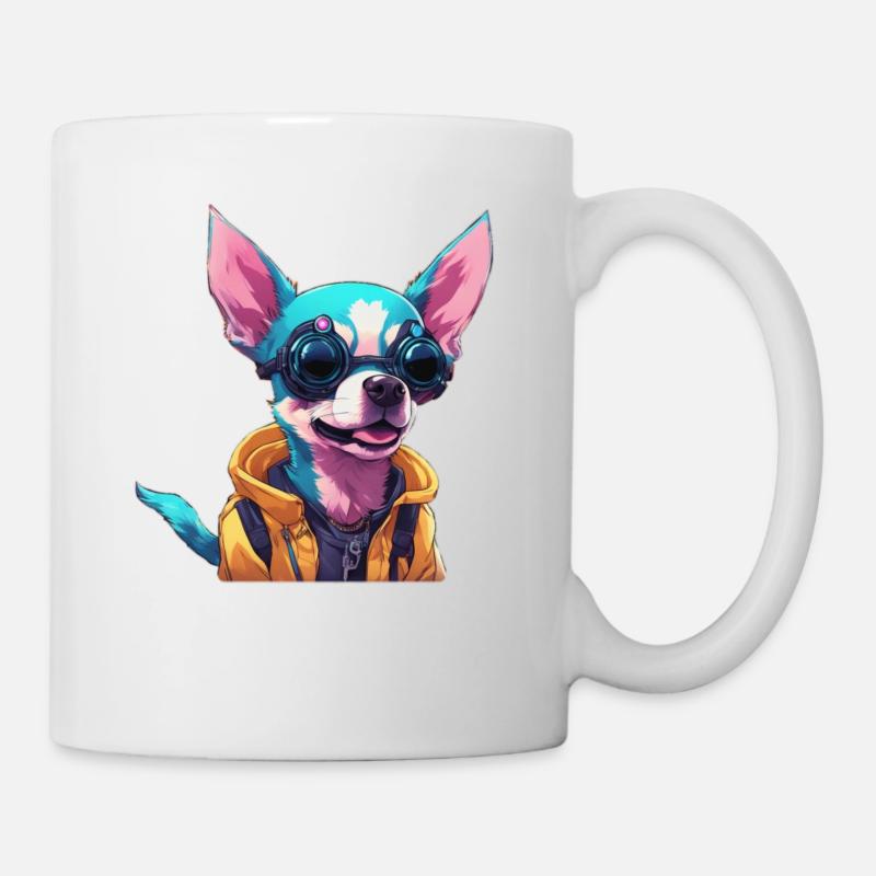 TechTails // Cyberpunk Hund - Tasse - Weiß
