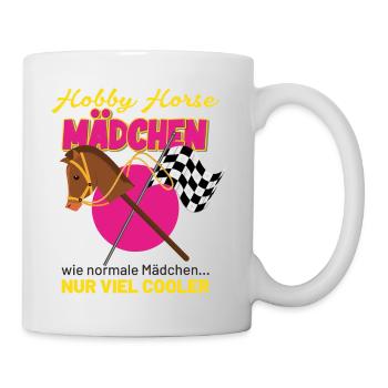 Hobby Horse Mädchen mit Steckenpferd & Zielflagge - Tasse - Weiß - Rechts