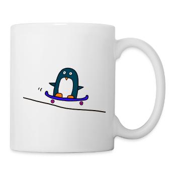 Penguin fait du skateboard - Mug blanc - blanc - Droite