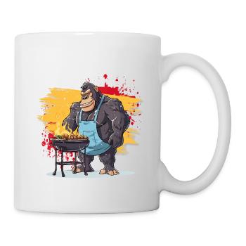 Grillen Grilla Griller Gorilla BBQ Spruch Lustig - Tasse - Weiß - Rechts