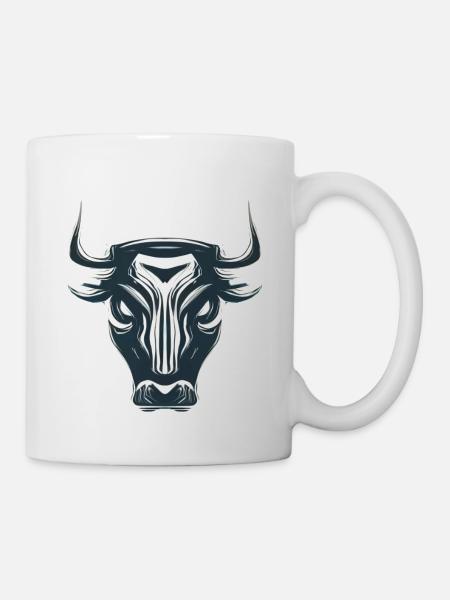 STILISIERTER, KANTIGER STIER - Tasse - Weiß