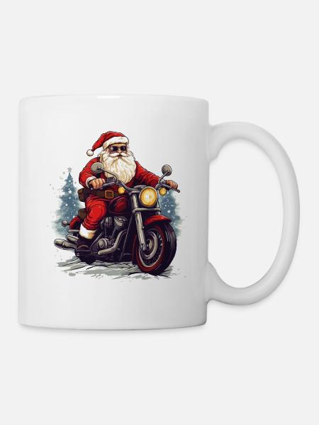Weihnachtsmann Motorrad Sonnenbrille Weihnachten - Tasse - Weiß