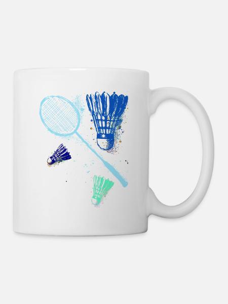 badminton, badminton, graffiti, peinture, bleu - Mug blanc - blanc