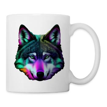 Loup coloré - Mug blanc - blanc - Droite