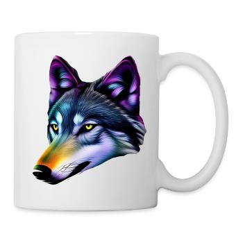 Loup coloré - Mug blanc - blanc - Droite
