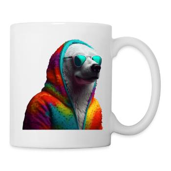 Eisbär mit Sonnenbrille Bunt Coole Polarbär - Tasse - Weiß - Rechts