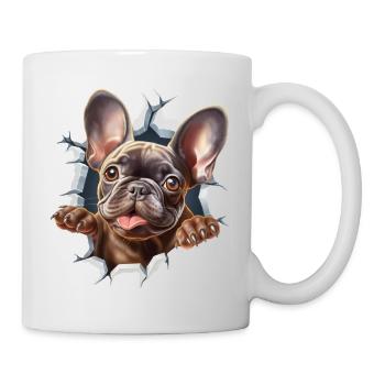 Niedliche Französische Bulldogge - Tasse - Weiß - Rechts