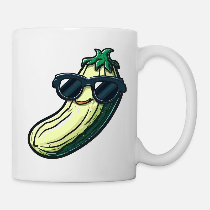 Gurke mit Sonnenbrille - Tasse - Weiß