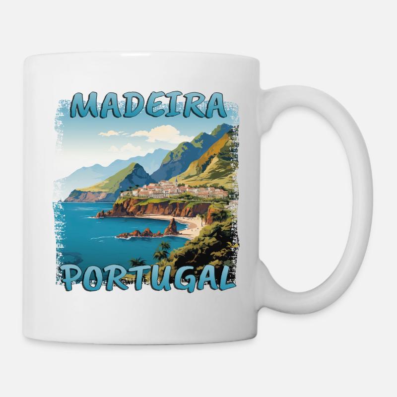 Portugal Madère Island Sunset Comic - Mug blanc - blanc