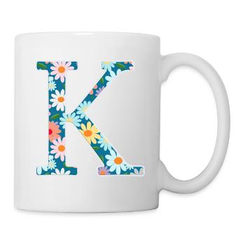Customizable Monogram K Floral Pattern - Mug - white - Right