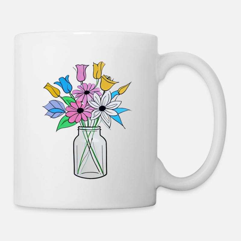 Beau mélange de fleurs - Mug blanc - blanc