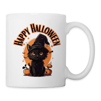 Happy Halloween Cat - Tasse - Weiß - Rechts