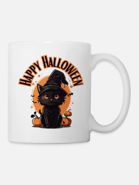 Happy Halloween Cat - Tasse - Weiß