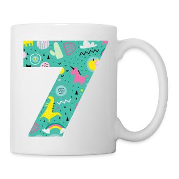 Numéro 7 anniversaire personnalisé - Mug blanc - blanc - Droite