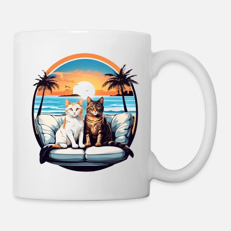Chats au bord de la mer - Mug blanc - blanc