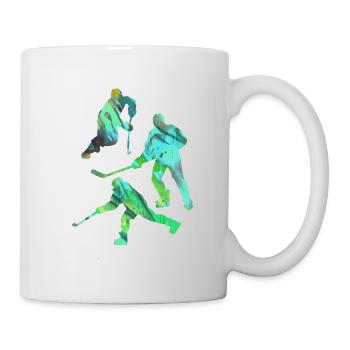 Eishockey, Hockey, Graffiti, bunt, stencil - Tasse - Weiß - Rechts