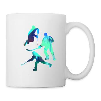 Eishockey, Hockey, Graffiti, bunt, stencil - Tasse - Weiß - Rechts