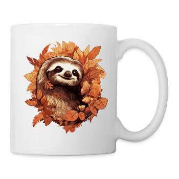 Cute sloth in autumn foliage - Mug - white - Right