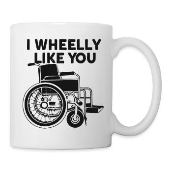 Rollstuhl Rollstuhlfahrer Geschenkidee - Tasse - Weiß - Rechts