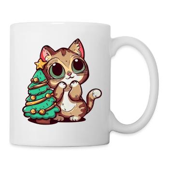 Chat de Noël surpris: magie du sapin de Noël - Mug blanc - blanc - Droite