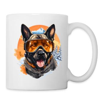 Shepherd's Snowy Portrait: Winter Gear Halloween - Mug - white - Right