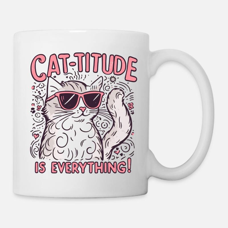cat titude is everything - Mug - white